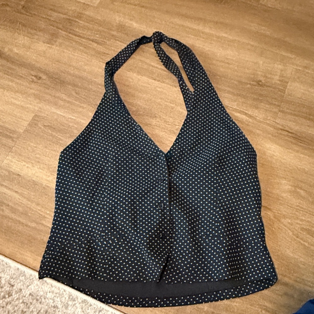 Zara Black and White Polka Dot Halter Top